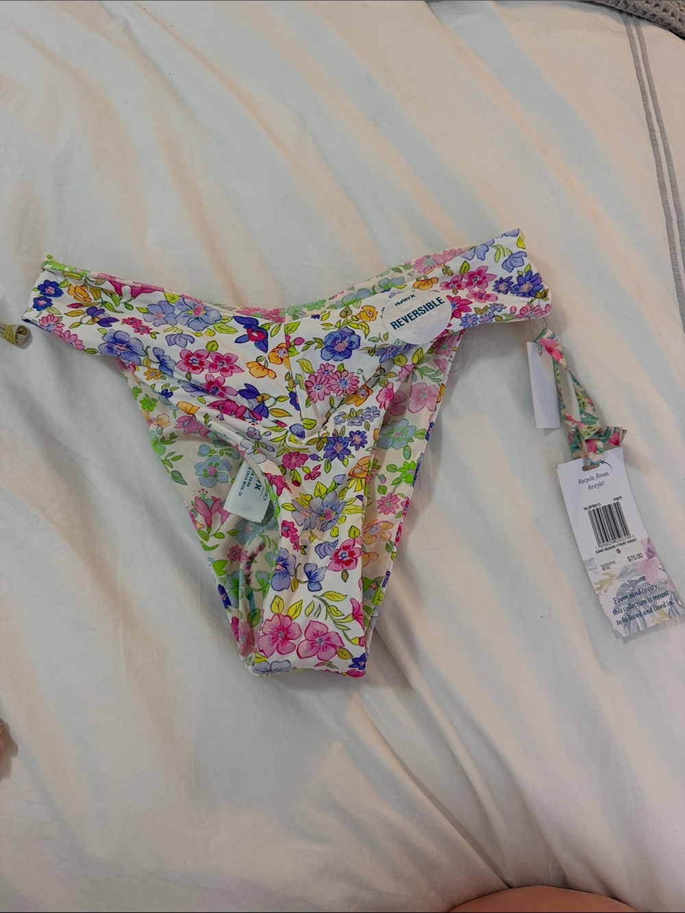 Hurley x LoveShackFancy Reversible Floral Bikini Bottoms - White Multi
